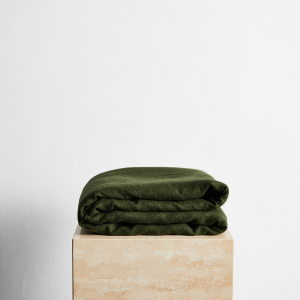 Olive 100% French Flax Linen Throw