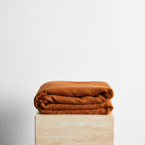 Rust 100% French Flax Linen Throw