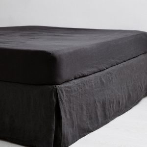 Charcoal 100% French Flax Linen Valance