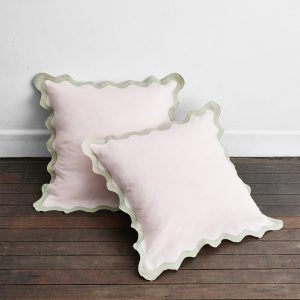 Rosewater & Sage 100% French Flax Linen Scalloped European Pillowcases (Set of Two)