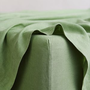 Pistachio 100% French Flax Linen Fitted Sheet