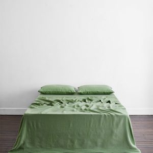 Pistachio 100% French Flax Linen Flat Sheet